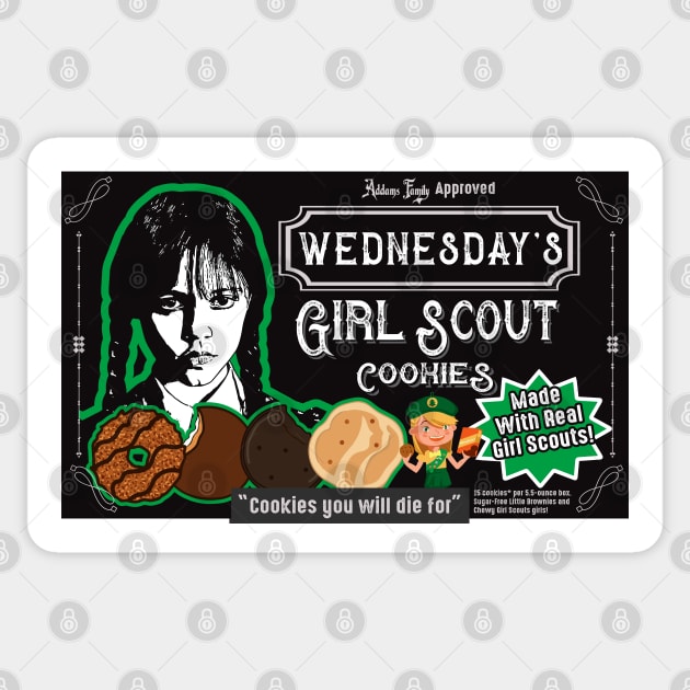 Wednesday's Girl Scout Cookies Sticker by Alema Art